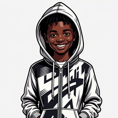 Smiling African-American boy in hoodie
