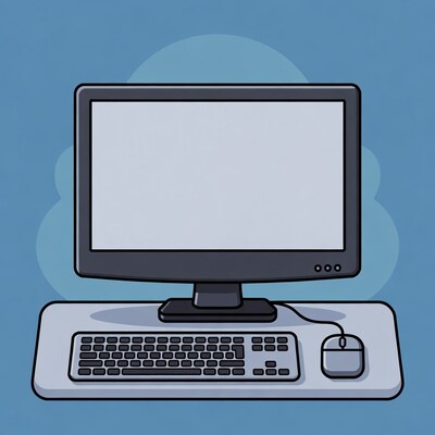 Desktop Computer with Keyboard and Mouse