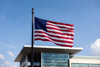 American Flag Waving on Pole