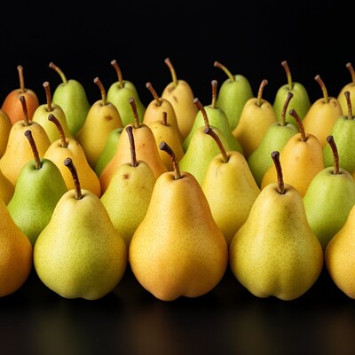 Fresh Pears on Black Background