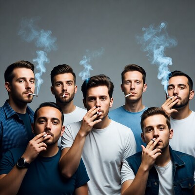 Group of men smoking cigarettes