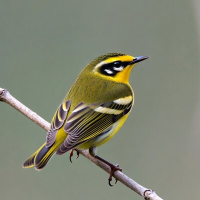 Black-and-white Warbler on branch