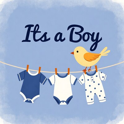 It's a Boy baby clothes illustration