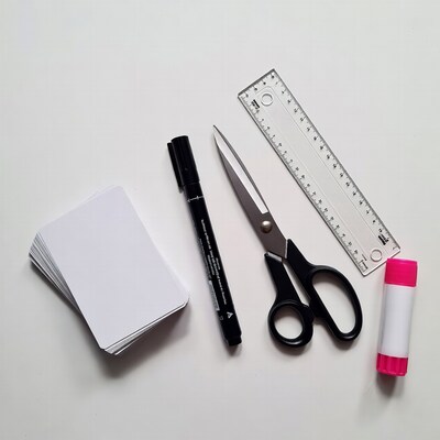 Craft supplies: scissors, marker, ruler, glue