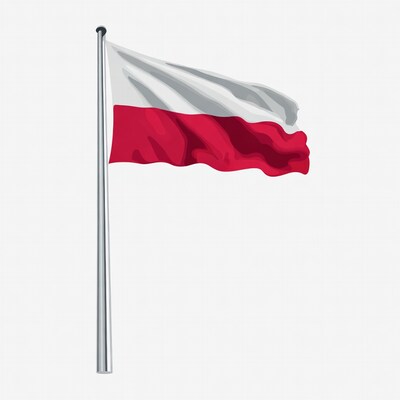 Polish Flag on Flagpole