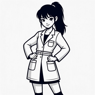 Anime girl in lab coat