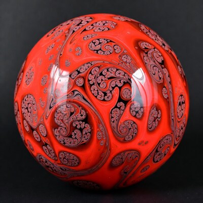 Red Fractal Glass Orb