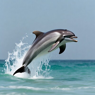 Dolphin jumping from ocean waves