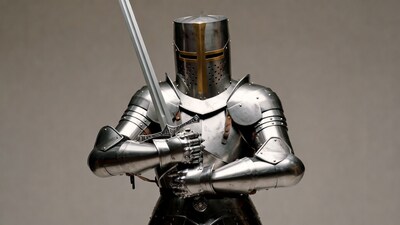 Knight Holding Sword in Armor