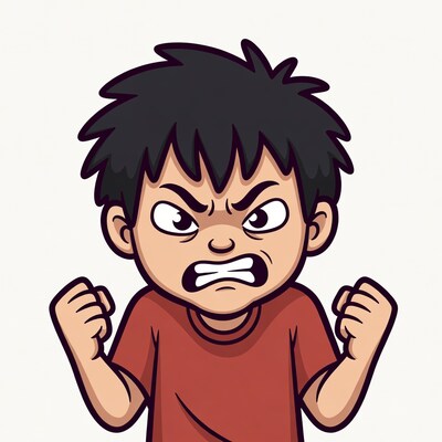 Angry boy clenching fists