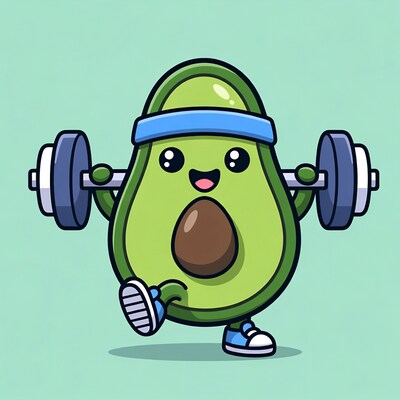 Cute avocado lifting weights
