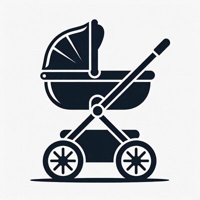 Black Baby Stroller Icon