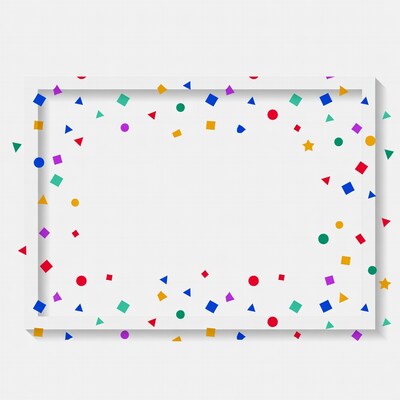 Colorful confetti border on white