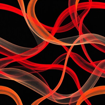 Red Orange Swirling Lines on Black
