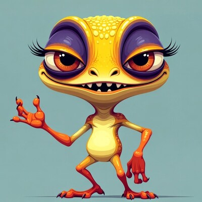 Cartoon yellow frog waving