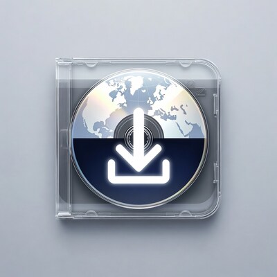 CD Case with Globe and Download Icon