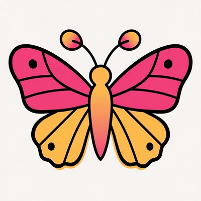 Pink and yellow butterfly illustration