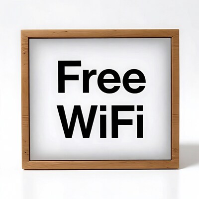 Free WiFi Sign in Wood Frame