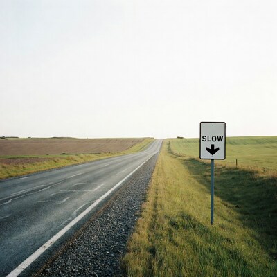 Slow Sign on Rural Road