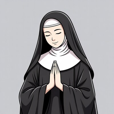 Nun Praying with Hands Together