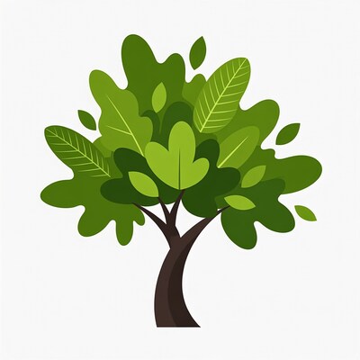 Green Tree Illustration on White Background
