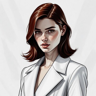 Woman in white blazer illustration