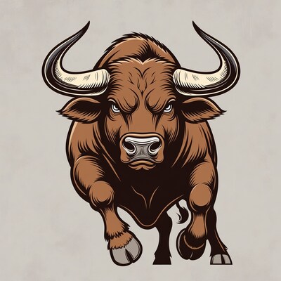 Angry Bull Charging Illustration