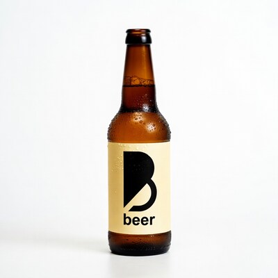 Brown beer bottle with B label