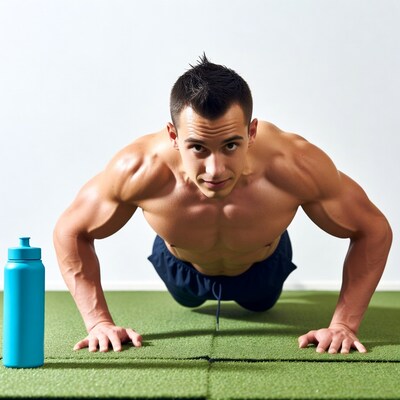 Muscular man doing pushups