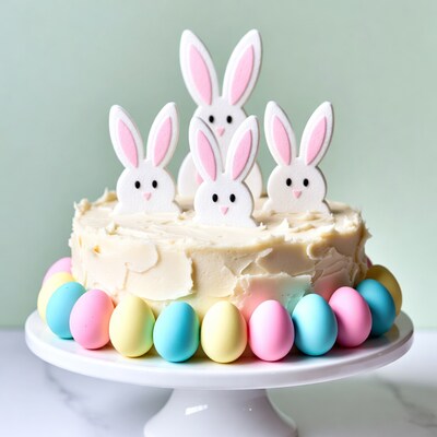 Easter Cake with Bunny Toppers