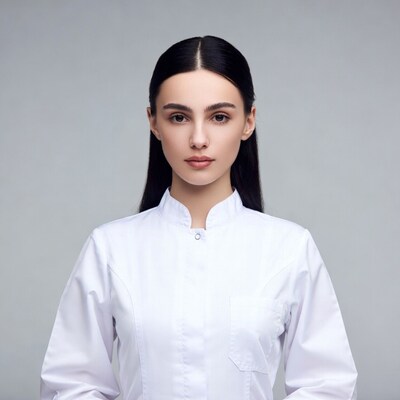 Woman in white medical coat