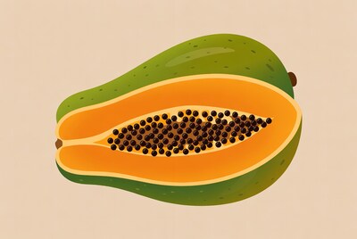 Sliced Papaya Fruit Illustration