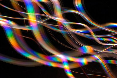 Colorful Light Trails on Black Background