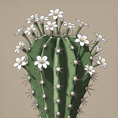 Flowering Cactus Illustration