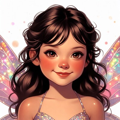 Smiling fairy girl with wings