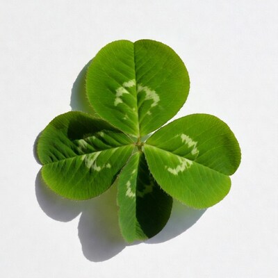 Four-leaf clover on white background