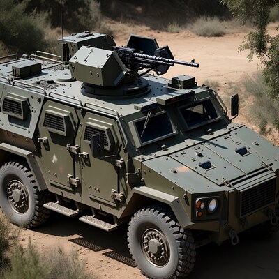 Armored Military Vehicle in Desert