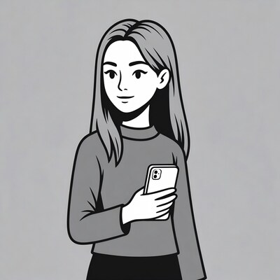 Woman holding smartphone illustration