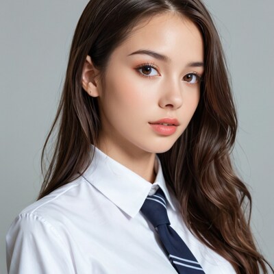 Asian woman in white shirt and tie