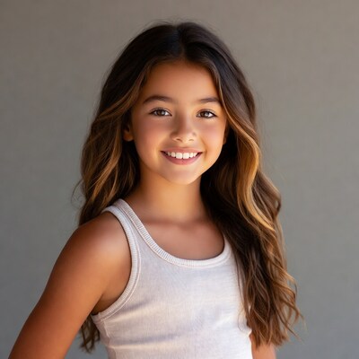 Smiling girl with long brown hair