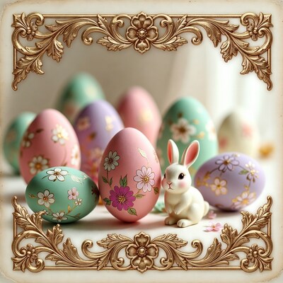 Easter Bunny with Painted Eggs