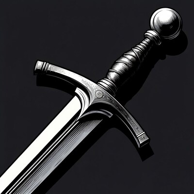Medieval Sword on Black Background