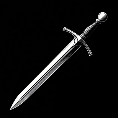 Medieval Sword on Black Background