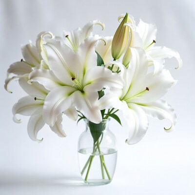 White Lilies in Glass Vase