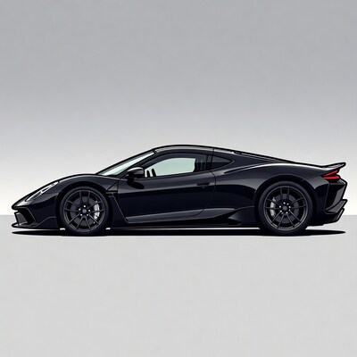 Black Supercar Side View Illustration