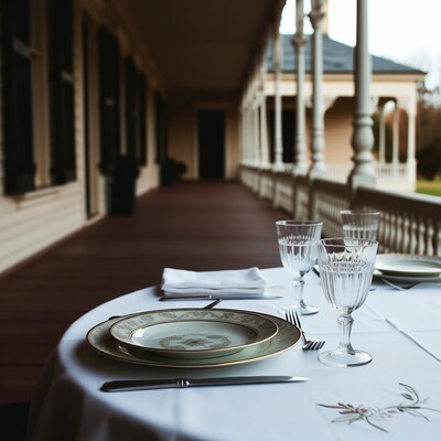 Elegant Table Setting on Porch