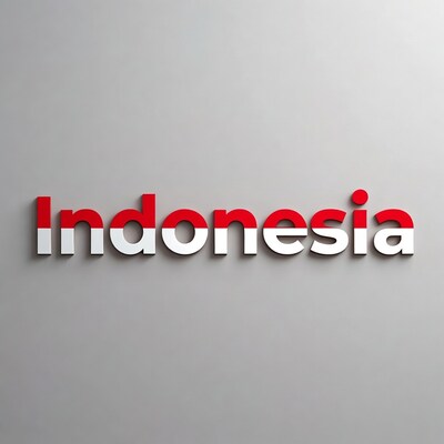 3D Indonesia Text on Gray Background