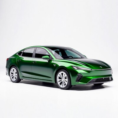Green Tesla Model Car