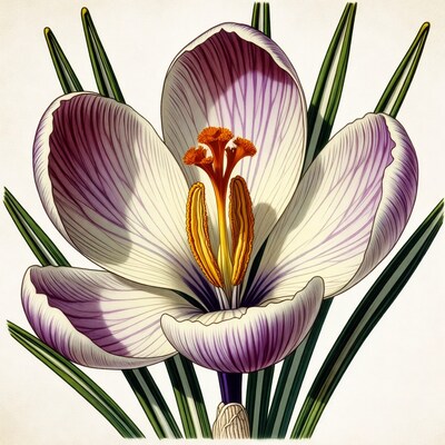 Purple Crocus Flower Illustration