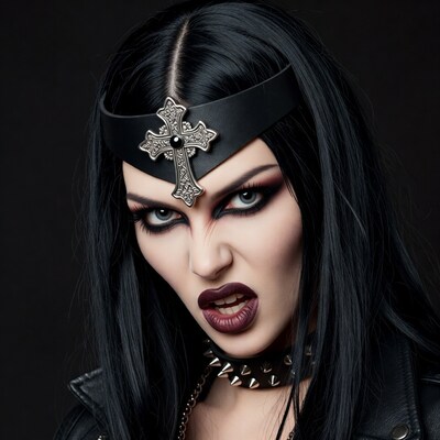 Gothic woman with cross headband